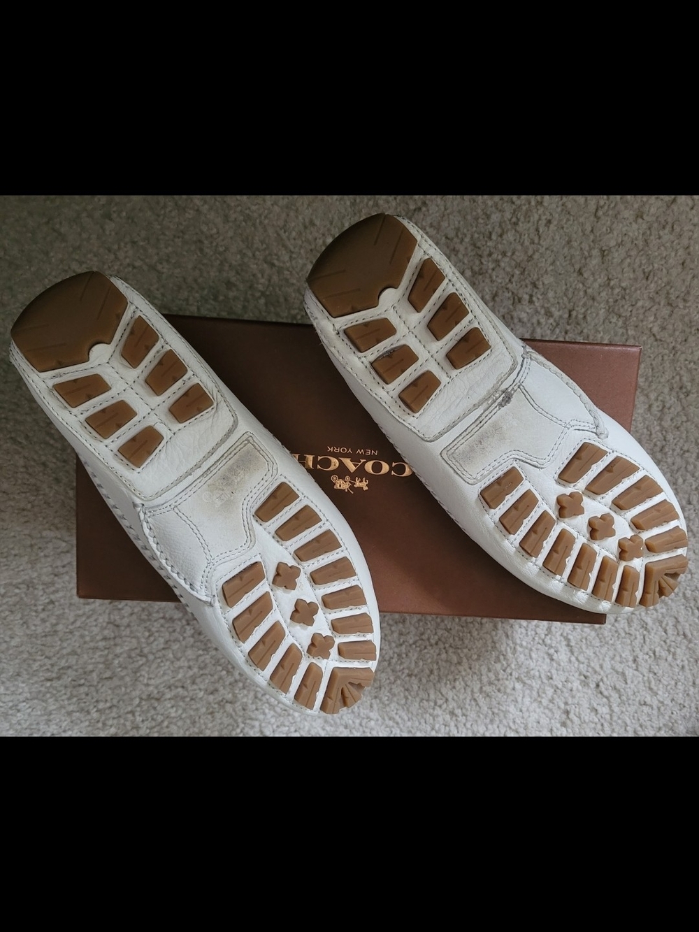 COACH Women's White Studded Leather Loafers - Picture 7 of 7